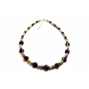Amethyst Buttons and Lepidolite Necklace Amethyst Buttons and Lepidolite Necklace